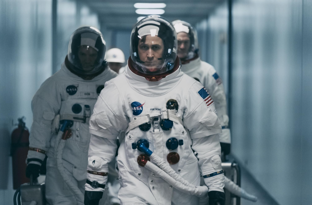 First Man (2018) directed by Damien Chazelle and starring Ryan Gosling.